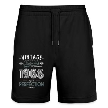 1966 vintage original gift birthday 56 years - Stanley/Stella Trainer Unisex Organic Jogging Shorts - black - Front - Nik (191cm) & Marisol (170cm)