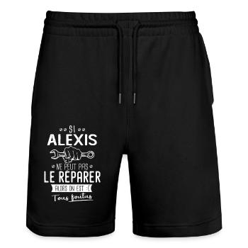 Si Alexis ne peut pas le réparer on est foutus - Short de jogging bio TRAINER Stanley/Stella unisexe - noir - Devant - Nik (191cm) & Marisol (170cm)