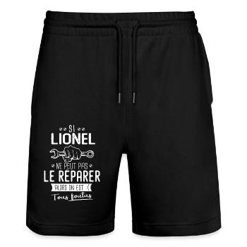 Si Lionel ne peut pas le réparer on est foutus - Short de jogging bio TRAINER Stanley/Stella unisexe - noir - Devant - Nik (191cm) & Marisol (170cm)