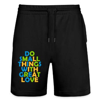 Quote do small things - Stanley/Stella Trainer Unisex Organic Jogging Shorts - black - Front - Nik (191cm) & Marisol (170cm)