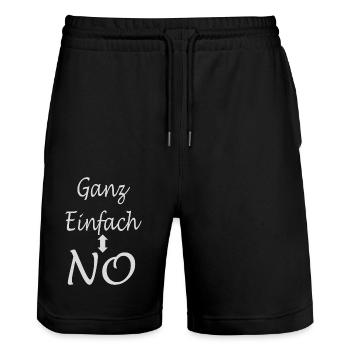 Spruch Text - Ganz Einfach - NO - Stanley/Stella Unisex Bio Joggingshorts Trainer  - Schwarz - Vorne - Nik (191cm) & Marisol (170cm)