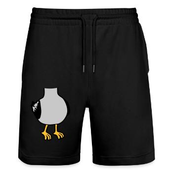 Seagull without head costume - Stanley/Stella Trainer Unisex Organic Jogging Shorts - black - Front - Nik (191cm) & Marisol (170cm)