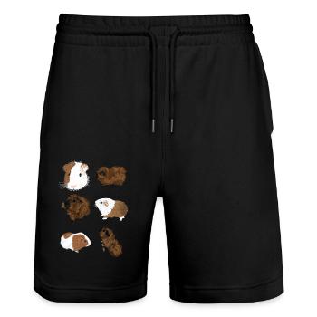 Nettes Design mit Meerschweinchen 2 - Stanley/Stella Unisex Bio Joggingshorts Trainer  - Schwarz - Vorne - Nik (191cm) & Marisol (170cm)