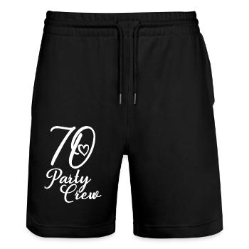 70 Party Crew 70. Geburtstag 70 Jahre alt - Stanley/Stella Unisex Bio Joggingshorts Trainer  - Schwarz - Vorne - Nik (191cm) & Marisol (170cm)