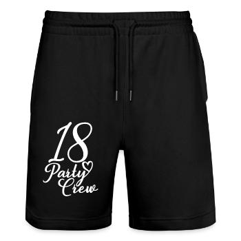 18 Party Crew 18th Birthday Party 18 Years Old - Stanley/Stella Trainer Unisex Organic Jogging Shorts - black - Front - Nik (191cm) & Marisol (170cm)