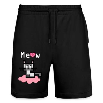 Heilige Burmakatze auf einer rosa Wolke - Stanley/Stella Unisex Bio Joggingshorts Trainer  - Schwarz - Vorne - Nik (191cm) & Marisol (170cm)