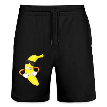 Drôle de banane - Short de jogging bio TRAINER Stanley/Stella unisexe - noir - Devant - Nik (191cm) & Marisol (170cm)