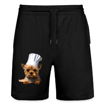 Yorkshire Terrier Restaurateur Chien Cuisine Chien Chiot - Short de jogging bio TRAINER Stanley/Stella unisexe - noir - Devant - Nik (191cm) & Marisol (170cm)