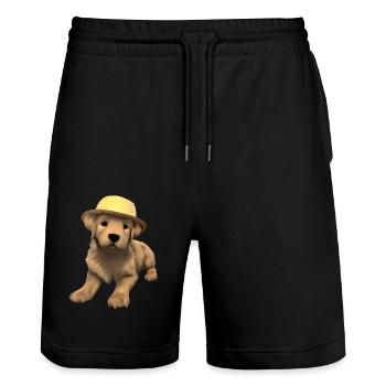 Puppy Golden Retriever Dog Owner Dogs - Stanley/Stella Trainer Unisex Organic Jogging Shorts - black - Front - Nik (191cm) & Marisol (170cm)