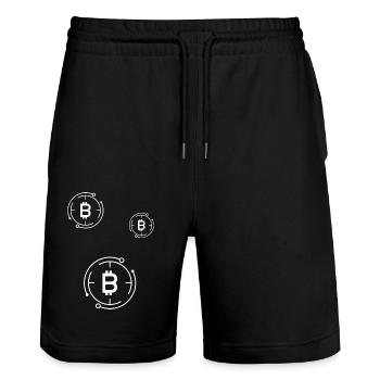 Trading de crypto-monnaies Bitcoin - Short de jogging bio TRAINER Stanley/Stella unisexe - noir - Devant - Nik (191cm) & Marisol (170cm)