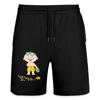 Sommer - Stanley/Stella Unisex Bio Joggingshorts Trainer  - Schwarz - Vorne - Nik (191cm) & Marisol (170cm)