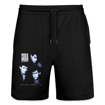 SODA STEREO/Nichts Persönliches - Stanley/Stella Unisex Bio Joggingshorts Trainer  - Schwarz - Vorne - Nik (191cm) & Marisol (170cm)