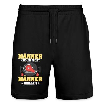 Männer kochen nicht - Männer grillen - Stanley/Stella Unisex Bio Joggingshorts Trainer  - Schwarz - Vorne - Nik (191cm) & Marisol (170cm)