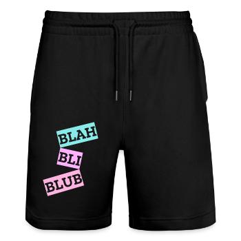 Blah Bli Blub - Stanley/Stella Unisex Bio Joggingshorts Trainer  - Schwarz - Vorne - Nik (191cm) & Marisol (170cm)