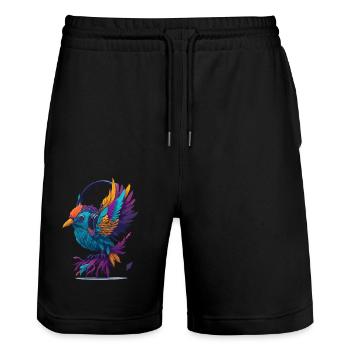 Birdie musical - Short de jogging bio TRAINER Stanley/Stella unisexe - noir - Devant - Nik (191cm) & Marisol (170cm)