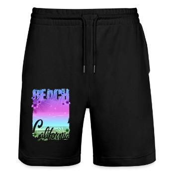 Vintage Flowers beach California retro garden USA - Short de jogging bio TRAINER Stanley/Stella unisexe - noir - Devant - Nik (191cm) & Marisol (170cm)