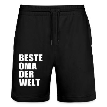 Beste oma der welt - Stanley/Stella Unisex Bio Joggingshorts Trainer  - Schwarz - Vorne - Nik (191cm) & Marisol (170cm)