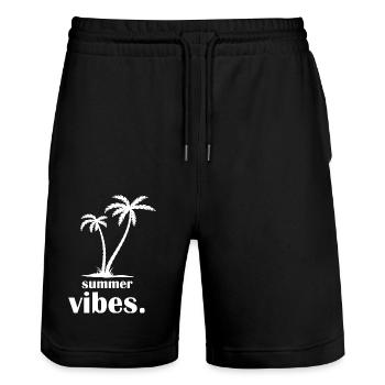 Summer Vibes Beach Paradise - Stanley/Stella Trainer Unisex Organic Jogging Shorts - black - Front - Nik (191cm) & Marisol (170cm)