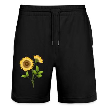 Blumen - Stanley/Stella Unisex Bio Joggingshorts Trainer  - Schwarz - Vorne - Nik (191cm) & Marisol (170cm)