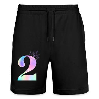 2nd Anniversary Rainbow - Stanley/Stella Trainer Unisex Organic Jogging Shorts - black - Front - Nik (191cm) & Marisol (170cm)