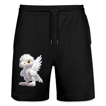 Little Dragon - Stanley/Stella Trainer Unisex Organic Jogging Shorts - black - Front - Nik (191cm) & Marisol (170cm)