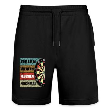 Zielen Werfen Fluchen Nochmal Dart Darts - Stanley/Stella Unisex Bio Joggingshorts Trainer  - Schwarz - Vorne - Nik (191cm) & Marisol (170cm)