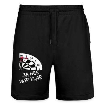 Darts Darten Darts Geschenk Dartpfeil Dartboard - Stanley/Stella Unisex Bio Joggingshorts Trainer  - Schwarz - Vorne - Nik (191cm) & Marisol (170cm)