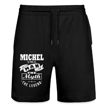 Michel Mann Mythos Legende Geschenk Michel - Stanley/Stella Unisex Bio Joggingshorts Trainer  - Schwarz - Vorne - Nik (191cm) & Marisol (170cm)