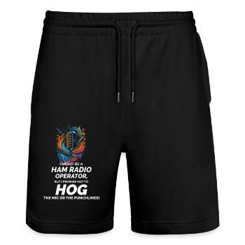 Radio Wave Art Ham Operator's Promise Lustig - Stanley/Stella Unisex Bio Joggingshorts Trainer  - Schwarz - Vorne - Nik (191cm) & Marisol (170cm)