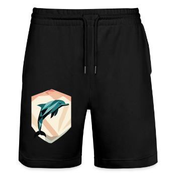 Delfin - Stanley/Stella Unisex Bio Joggingshorts Trainer  - Schwarz - Vorne - Nik (191cm) & Marisol (170cm)