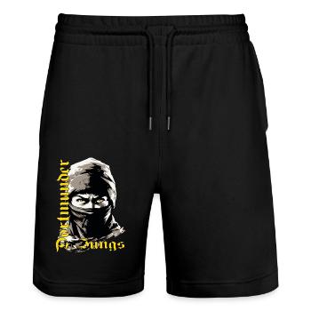 Dortmund Design Dortmunder Ultras & Fans - Short de jogging bio TRAINER Stanley/Stella unisexe - noir - Devant - Nik (191cm) & Marisol (170cm)