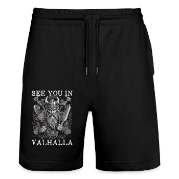 Rendez-vous au Valhalla - Short de jogging bio TRAINER Stanley/Stella unisexe - noir - Devant - Nik (191cm) & Marisol (170cm)