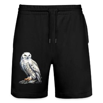 SnowyOwl 03 - Stanley/Stella Unisex Bio Joggingshorts Trainer  - Schwarz - Vorne - Nik (191cm) & Marisol (170cm)