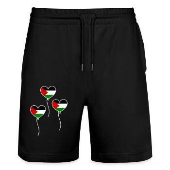 Free palestine - Short de jogging bio TRAINER Stanley/Stella unisexe - noir - Devant - Nik (191cm) & Marisol (170cm)