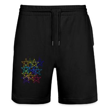 Fünfecke, bunt, Muster, Sterne,outline - Stanley/Stella Unisex Bio Joggingshorts Trainer  - Schwarz - Vorne - Nik (191cm) & Marisol (170cm)