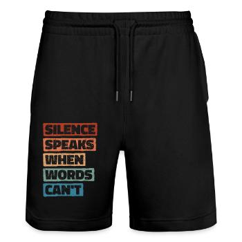 Le silence parle quand les mots ne le peuvent pas - Deep Thinker - Short de jogging bio TRAINER Stanley/Stella unisexe - noir - Devant - Nik (191cm) & Marisol (170cm)