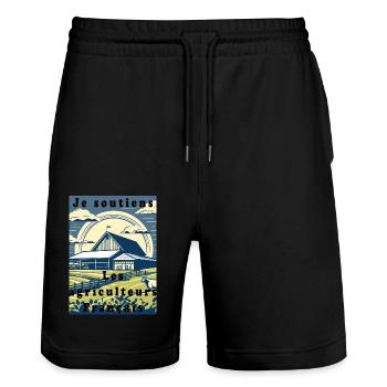 Support for Farmers #8 - Stanley/Stella Trainer Unisex Organic Jogging Shorts - black - Front - Nik (191cm) & Marisol (170cm)