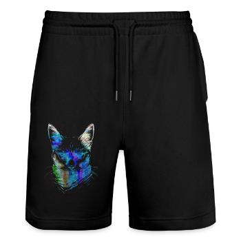Colorful Cats - Stanley/Stella Trainer Unisex Organic Jogging Shorts - black - Front - Nik (191cm) & Marisol (170cm)