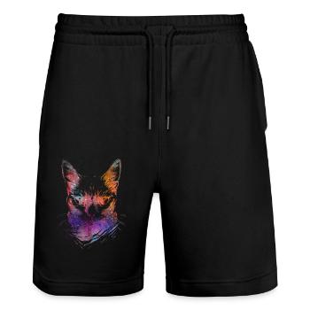 Colorful Cats - Stanley/Stella Trainer Unisex Organic Jogging Shorts - black - Front - Nik (191cm) & Marisol (170cm)