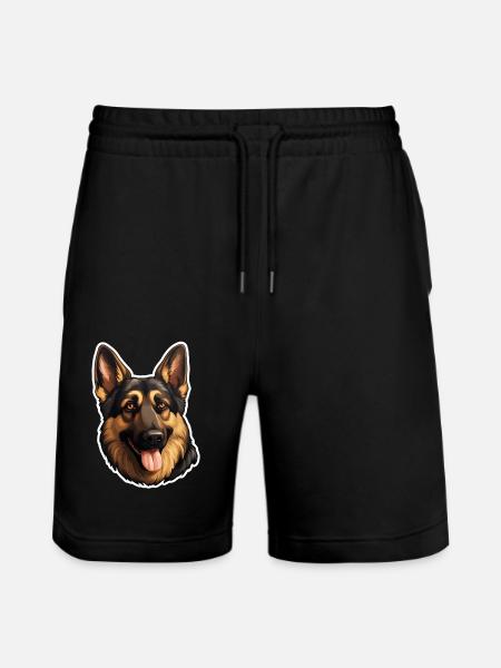 German Shepherd Head - Stanley/Stella Trainer Unisex Organic Jogging Shorts - black