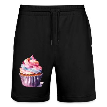cupcake 2 - Stanley/Stella Unisex Bio Joggingshorts Trainer  - Schwarz - Vorne - Nik (191cm) & Marisol (170cm)