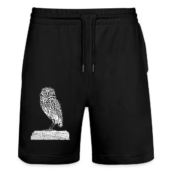 la chouette - Short de jogging bio TRAINER Stanley/Stella unisexe - noir - Devant - Nik (191cm) & Marisol (170cm)