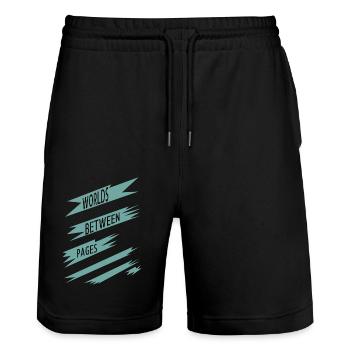 Humor Digital Escape Book Reviews Mental Retreat - Stanley/Stella Trainer Unisex Organic Jogging Shorts - black - Front - Nik (191cm) & Marisol (170cm)