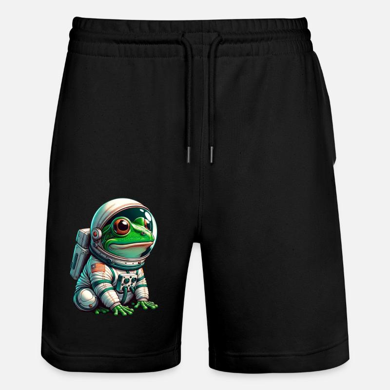 Frog astronaut in space - Stanley/Stella Trainer Unisex Organic Jogging Shorts - black