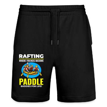 Rafting Team Raft White Water Rafter Paddle Funny - Stanley/Stella Trainer Unisex Organic Jogging Shorts - black - Front - Nik (191cm) & Marisol (170cm)