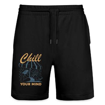 Chill Your Mind - Stanley/Stella Unisex Bio Joggingshorts Trainer  - Schwarz - Vorne - Nik (191cm) & Marisol (170cm)