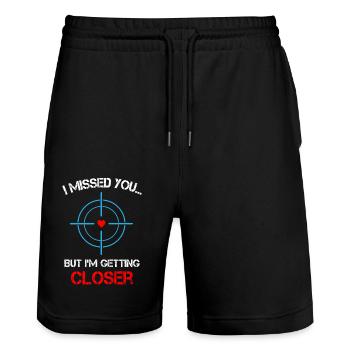 I Missed You Sniper - Stanley/Stella Trainer Unisex Organic Jogging Shorts - black - Front - Nik (191cm) & Marisol (170cm)