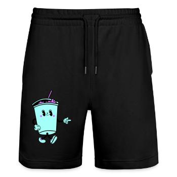 drink cartoon - Stanley/Stella Unisex Bio Joggingshorts Trainer  - Schwarz - Vorne - Nik (191cm) & Marisol (170cm)