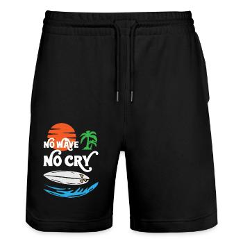 No Wave No Cry Surfing - Stanley/Stella Unisex Bio Joggingshorts Trainer  - Schwarz - Vorne - Nik (191cm) & Marisol (170cm)