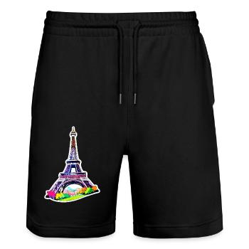 Tour Eiffel #2 - Short de jogging bio TRAINER Stanley/Stella unisexe - noir - Devant - Nik (191cm) & Marisol (170cm)